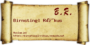 Birnstingl Rókus névjegykártya